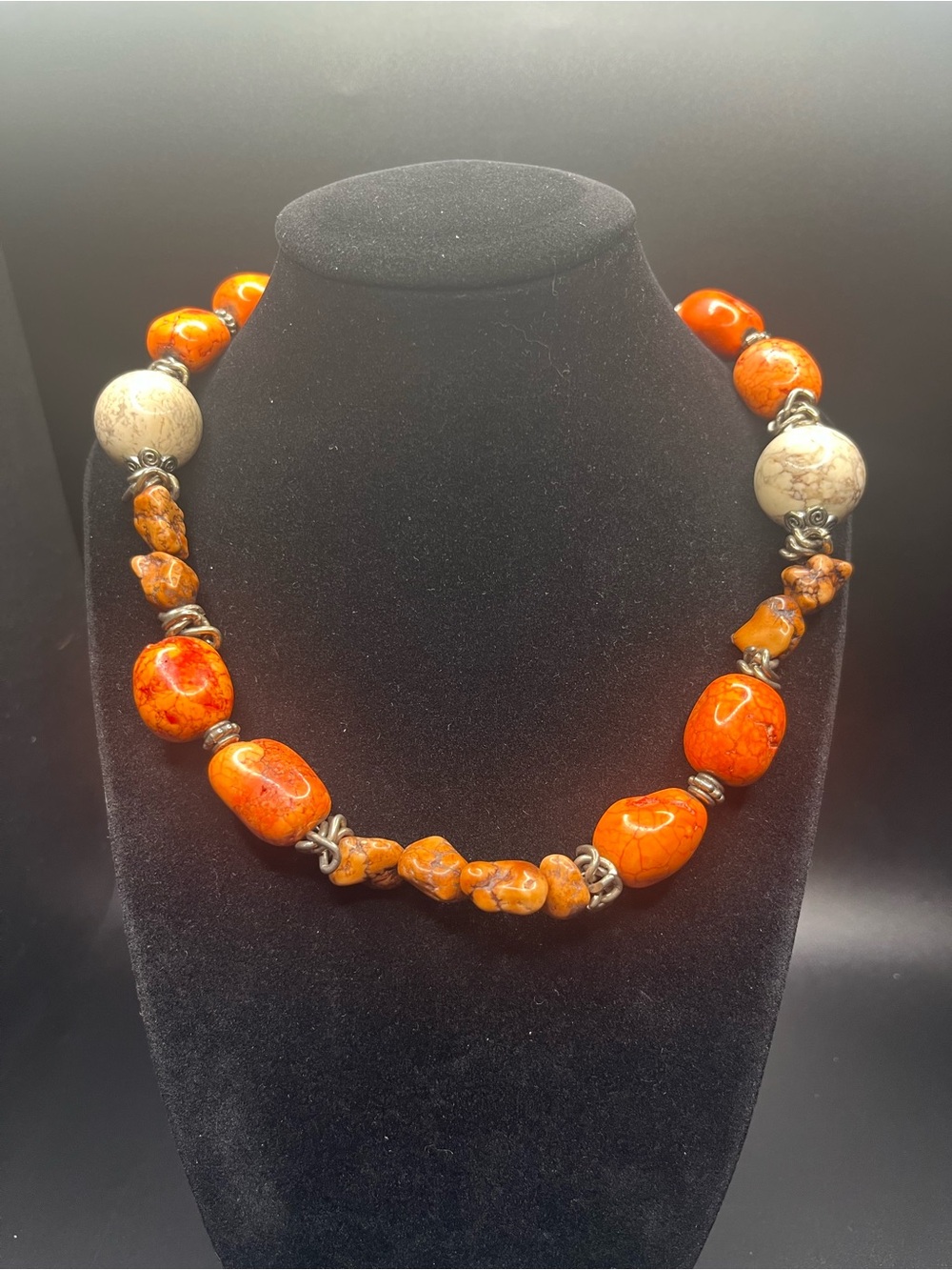 Genuine stone choker necklace 16”. Large natural stones
